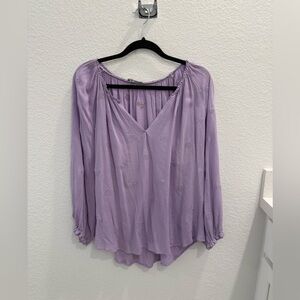 Wit & Wisdom Lilac Embroidered Boho Top - XL